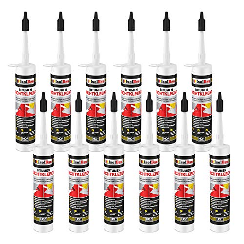 Isolbau Bitumen-Dichtkleber - 12 x 310 ml Klebstoff & Dichtmasse für Montage & Reparatur von Bitumen-Schindeln - Schwarz von Isolbau