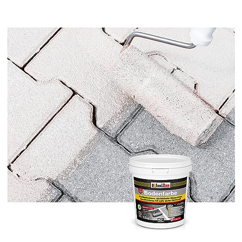 Isolbau Bodenfarbe - 1.5 kg - Boden- und Betonfarbe für Keller, Garage, Werkstatt - Wasserfeste Bodenbeschichtung für Innen und Außen - Weiss (RAL) von Isolbau