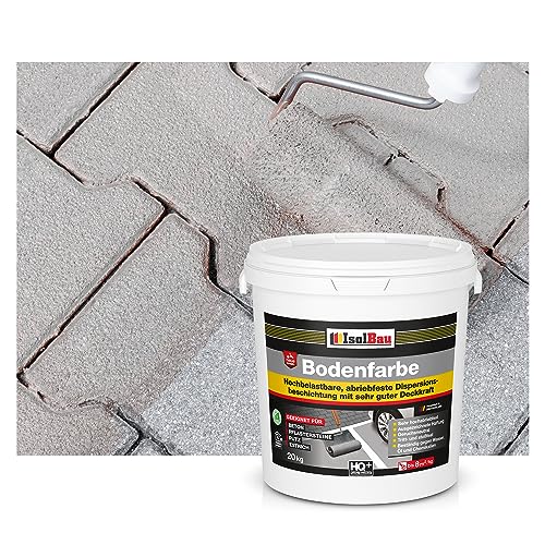 Isolbau Bodenfarbe - 20 kg - Boden- und Betonfarbe für Keller, Garage, Werkstatt - Wasserfeste Bodenbeschichtung für innen & außen - Steingrau (RAL) von Isolbau