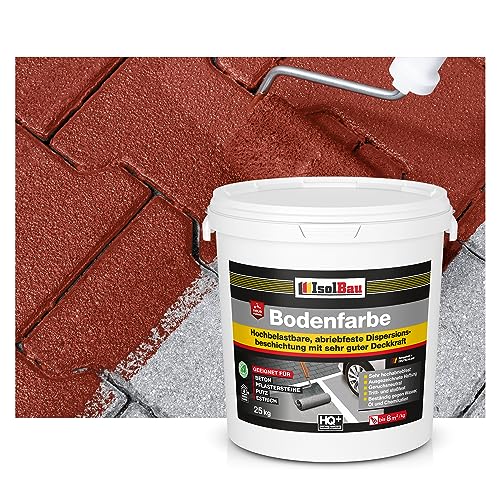 Isolbau Bodenfarbe - 25 kg - Boden- und Betonfarbe für Keller, Garage, Werkstatt - Wasserfeste Bodenbeschichtung für innen & außen - Rustikalrot (RAL) von Isolbau