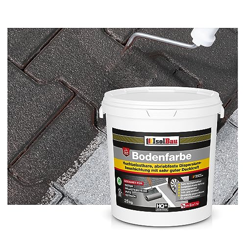 Isolbau Bodenfarbe - 25 kg - Boden- und Betonfarbe für Keller, Garage, Werkstatt - Wasserfeste Bodenbeschichtung für innen & außen - Schwarz (RAL) von Isolbau