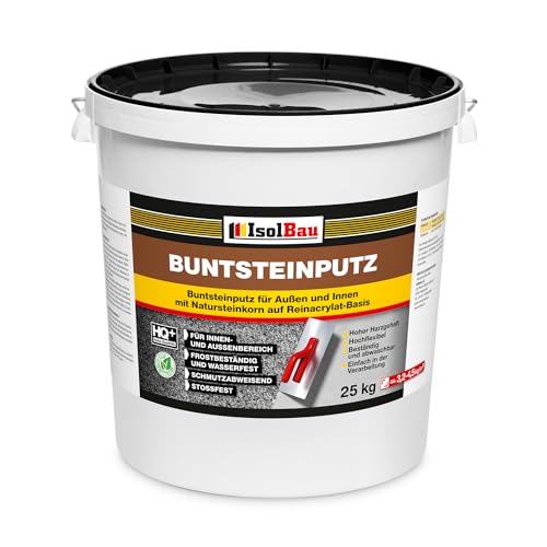 Isolbau - Buntsteinputz für Außen und Innen (Weiß, Gelb, Braun, Schwarz) 25 kg - BP50 Mosaikputz Dekorationsputz Frostsicher, Wasserfest, Stoßfest von Isolbau