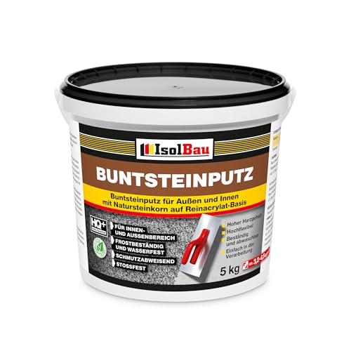 Isolbau - Buntsteinputz für Außen und Innen (Weiß, Grau, Schwarz) 5 kg - BP10 Mosaikputz Dekorationsputz Frostsicher, Wasserfest, Stoßfest von Isolbau