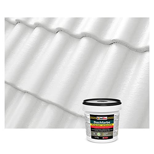 Isolbau Dachfarbe - 1.5 kg RAL Farbe Fassadenfarbe Nano Dachlack Sockelfarbe Wetterfest - Lösemittelfrei, Wasserdicht, UV-beständig - Weiß von Isolbau