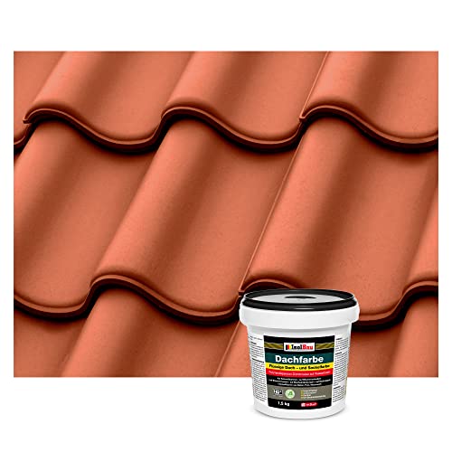 Isolbau Dachfarbe - 1.5 kg RAL Farbe Fassadenfarbe Nano Dachlack Sockelfarbe Wetterfest - Lösemittelfrei, Wasserdicht, UV-beständig - Ziegelrot von Isolbau