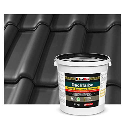 Isolbau Dachfarbe - 20 kg RAL Farbe Fassadenfarbe Nano Dachlack Sockelfarbe Wetterfest - Lösemittelfrei, Wasserdicht, UV-beständig - Schwarz von Isolbau