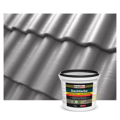 Isolbau Dachfarbe - 7 kg RAL Farbe Fassadenfarbe Nano Dachlack Sockelfarbe Wetterfest - Lösemittelfrei, Wasserdicht, UV-beständig - Betongrau von Isolbau