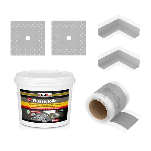 Isolbau Dicht-Set - Inkl. 1x Flüssigfolie (4 kg), 1x Dichtband (5 m), 2x Innenecken & 2x Manschetten von Isolbau