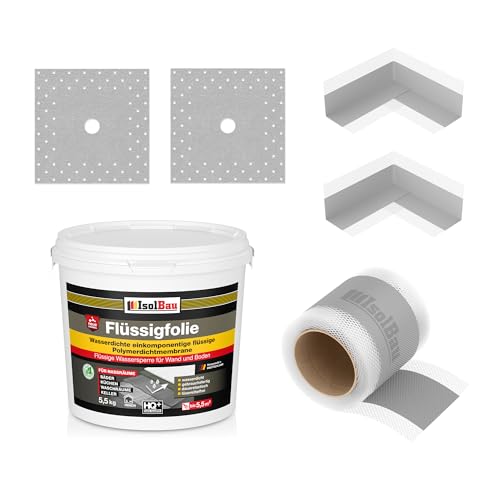 Isolbau Dicht-Set - Inkl. 1x Flüssigfolie (5,5 kg), 1x Dichtband (5 m), 2x Innenecken & 2x Manschetten von Isolbau