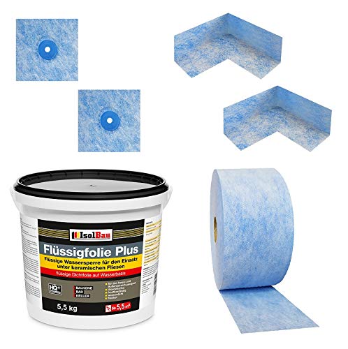 Isolbau Dichtset - Inkl. 1x Flüssigfolie PLUS (5,5 kg), 1x Dichtband (5 m), 2x Innenecken & 2x Manschetten von Isolbau