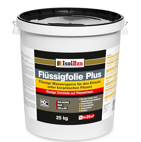 Isolbau Flüssigfolie PLUS 25kg - Dichtfolie für innen & Außenbereich - für Wand & Boden - Balkonabdichtung, Terrasse - Lösemittelfreie, wasserdichte Abdichtung Dichtmasse von Isolbau