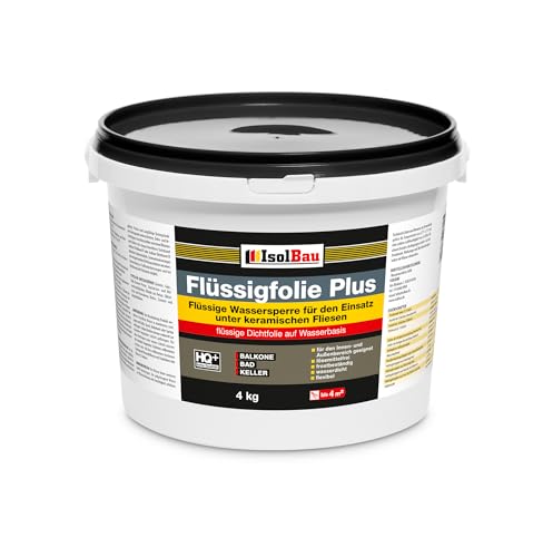 Isolbau Flüssigfolie PLUS 4kg - Dichtfolie für innen & Außenbereich - für Wand & Boden - Balkonabdichtung, Terrasse - Lösemittelfreie, wasserdichte Abdichtung Dichtmasse Isolbau Flüssigfolie PLUS 4kg - Dichtfolie für innen & Außenbereich - für Wand & Boden - Balkonabdichtung, Terrasse - Lösemittelfreie, wasserdichte Abdichtung Dichtmasse von Isolbau