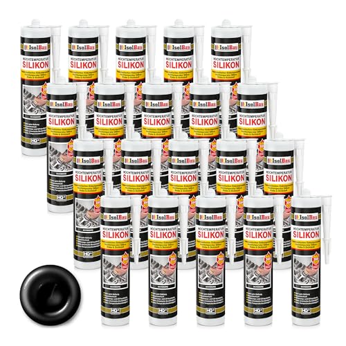 Isolbau Hochtemperatur Silikon Dichtmasse Motor, Dichtstoff, Reparatur & Füllung von Rissen in Kaminen & Öfen, hochtemperaturbeständig bis + 350 °C, 20 x 300 ml von Isolbau