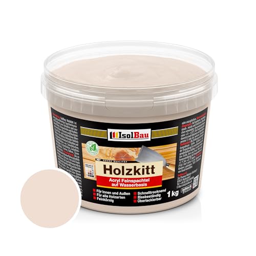 Isolbau - Holz-Spachtelmasse 1 kg - Holzspachtel Holzkitt Außen und Innen - Holz-Reparaturspachtel - Holzreparaturmasse - Holz-Fertigspachtel - Schnelltrocknend - Buche Hell (Nr. 5) von Isolbau