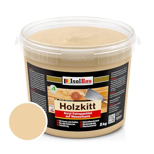 Isolbau - Holz-Spachtelmasse 5 kg - Holzspachtel Holzkitt Außen und Innen - Holz-Reparaturspachtel - Holzreparaturmasse - Holz-Fertigspachtel - Schnelltrocknend - Kiefer Dunkel (Nr. 10) von Isolbau