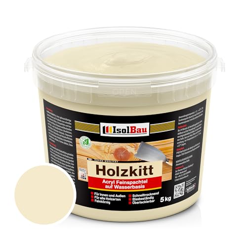 Isolbau - Holz-Spachtelmasse 5 kg - Holzspachtel Holzkitt Außen und Innen - Holz-Reparaturspachtel - Holzreparaturmasse - Holz-Fertigspachtel - Schnelltrocknend - Fichte (Nr. 14) von Isolbau