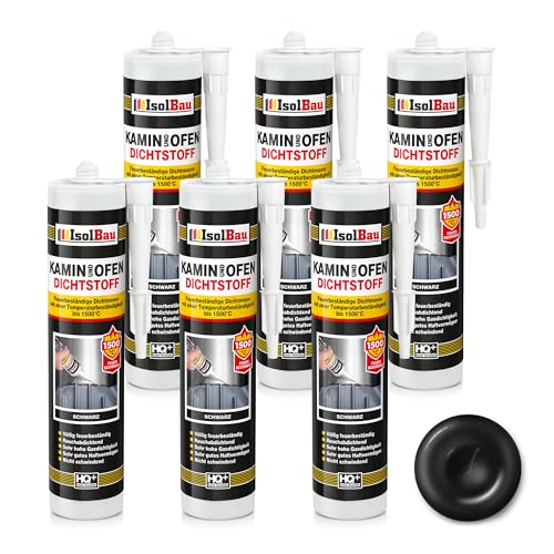 Isolbau Kamin & Ofen Dichtstoff - Feuerbeständige Dichtmasse bis 1500 °C - Für Reparatur & Füllung von Rissen in Kaminen & Öfen - Schwarz, 6 x 300 ml Tube Isolbau Kamin & Ofen Dichtstoff - Feuerbeständige Dichtmasse bis 1500 °C - Für Reparatur & Füllung von Rissen in Kaminen & Öfen - Schwarz, 6 x 300 ml Tube von Isolbau