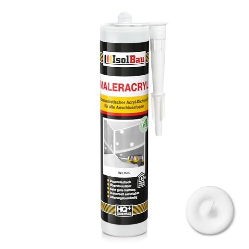 Isolbau Maler-Acryl - Plastoelastischer Acryl-Dichtstoff zum Abdichten von Fugen im Innen- & Außenbereich - Weiß, 1 x 300 ml Kartusche von Isolbau