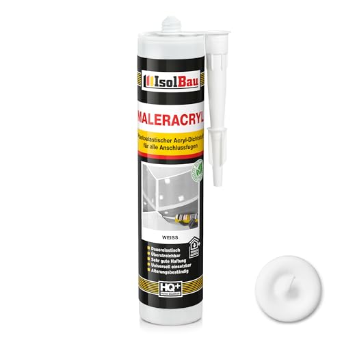 Isolbau Maleracryl 1 x 300 ml Weiß - Plastoelastischer Acryl-Dichtstoff zum Abdichten von Fugen im Innen- & Außenbereich - Kartusche von Isolbau