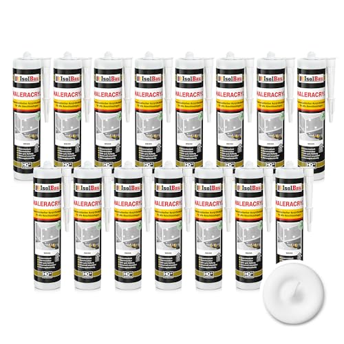 Isolbau Maler-Acryl - Plastoelastischer Acryl-Dichtstoff zum Abdichten von Fugen im Innen- & Außenbereich - Weiß, 15 x 300 ml Kartusche von Isolbau