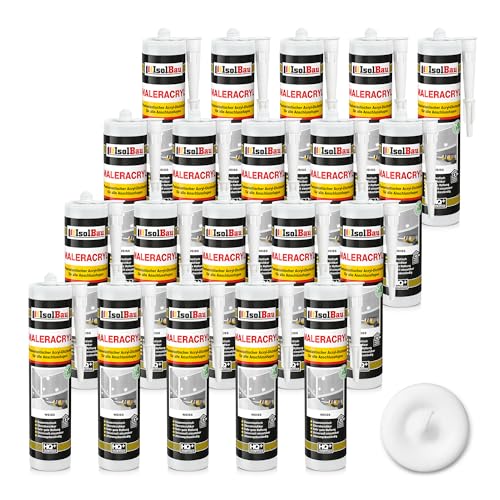 Isolbau Maler-Acryl - Plastoelastischer Acryl-Dichtstoff zum Abdichten von Fugen im Innen- & Außenbereich - Weiß, 20 x 300 ml Kartusche von Isolbau