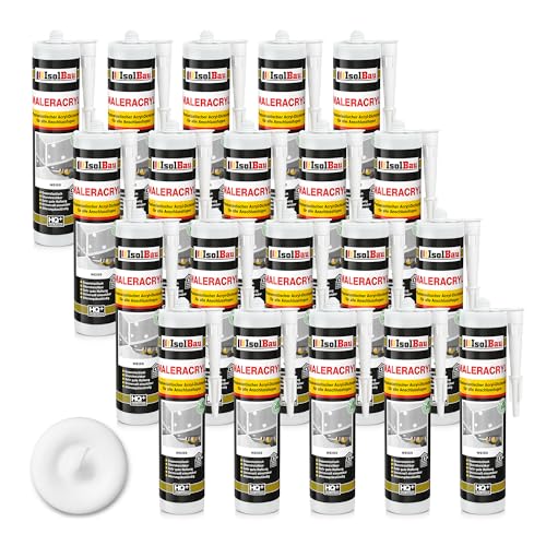 Isolbau Maleracryl 20 x 300 ml Weiß - Plastoelastischer Acryl-Dichtstoff zum Abdichten von Fugen im Innen- & Außenbereich - Kartusche Isolbau Maleracryl 20 x 300 ml Weiß - Plastoelastischer Acryl-Dichtstoff zum Abdichten von Fugen im Innen- & Außenbereich - Kartusche von Isolbau
