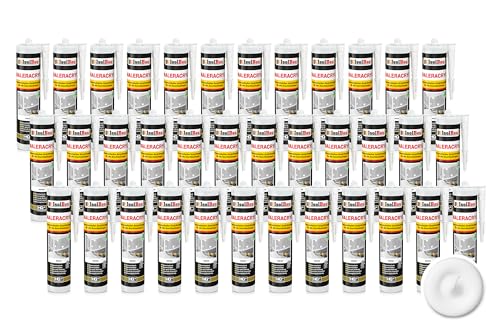 Isolbau Maleracryl 36 x 300 ml Weiß - Plastoelastischer Acryl-Dichtstoff zum Abdichten von Fugen im Innen- & Außenbereich - Kartusche von Isolbau