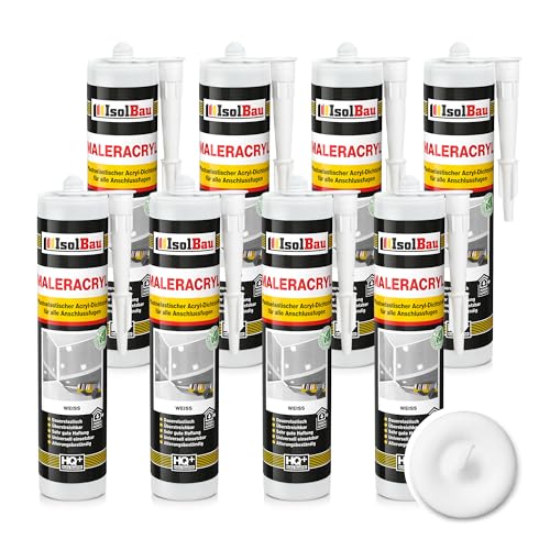 Isolbau Maleracryl 8 x 300 ml Weiß - Plastoelastischer Acryl-Dichtstoff zum Abdichten von Fugen im Innen- & Außenbereich - Kartusche Isolbau Maleracryl 8 x 300 ml Weiß - Plastoelastischer Acryl-Dichtstoff zum Abdichten von Fugen im Innen- & Außenbereich - Kartusche von Isolbau