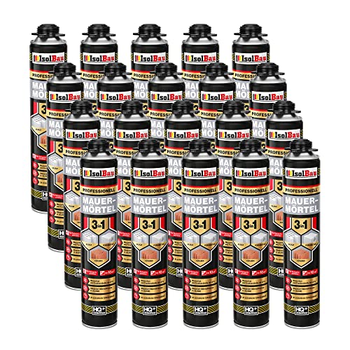 Isolbau Mauermörtel 20 x 750ml Pistolenschaum Montageschaum Klebeschaum 3 in 1 PU-Mörtel von Isolbau