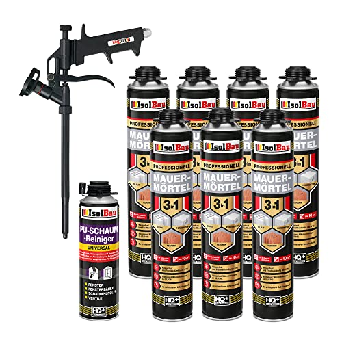 Isolbau Mauermörtel Set: 7x 750 ml PU-Mörtel 1x 500 ml Pistolenreiniger 1x Teflon Schaumpistole, PU-Reiniger, Montageschaum, Pistolenschaum Isolbau Mauermörtel Set: 7x 750 ml PU-Mörtel 1x 500 ml Pistolenreiniger 1x Teflon Schaumpistole, PU-Reiniger, Montageschaum, Pistolenschaum von Isolbau