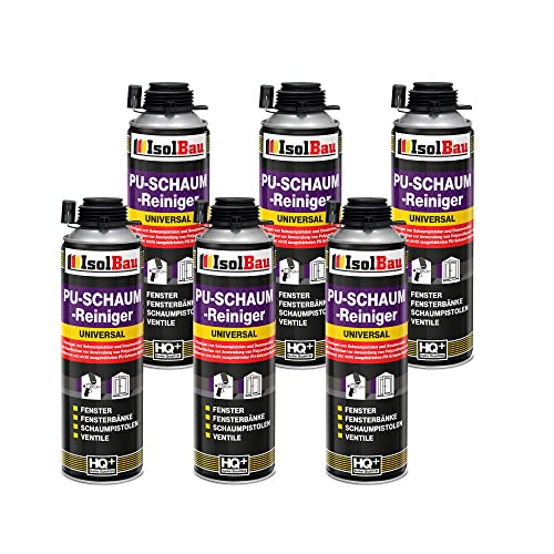 Isolbau PU-Schaum Reiniger - 6 x 500 ml Dose Schaumreiniger für PU-Schaumpistolen, Pistolenreiniger, Reinigungsmittel, Entfetter, Ventile & Oberflächen von Isolbau