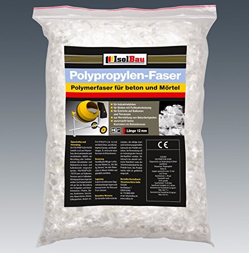 Isolbau Polypropylen-Faser - Hochertige Polymerfaser für Beton, Mörtel, Estrich, Gips - 6 mm, 12 mm, 18 mm Mix - 3 kg von Isolbau