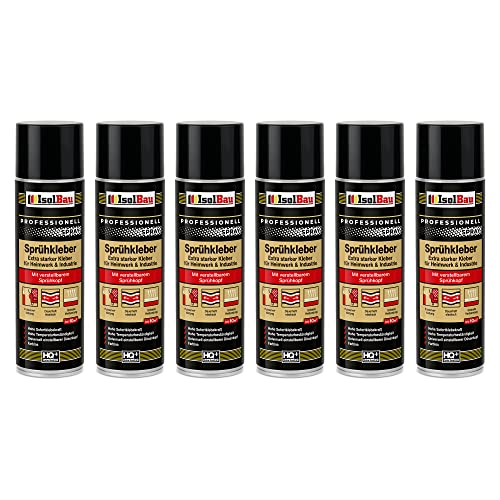 Isolbau Sprühkleber 6 x 500 ml - Extra starker Kleber für Heimwerk & Industrie - Klebe-Spray für Schaumstoff, Holz, Stoff, Leder, Filz uvm Isolbau Sprühkleber 6 x 500 ml - Extra starker Kleber für Heimwerk & Industrie - Klebe-Spray für Schaumstoff, Holz, Stoff, Leder, Filz uvm von Isolbau