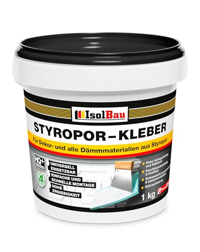 Isolbau Styropor-Kleber - Kleber für Dekor- & Dämm-Materialien aus Styropor - 1 kg Eimer von Isolbau
