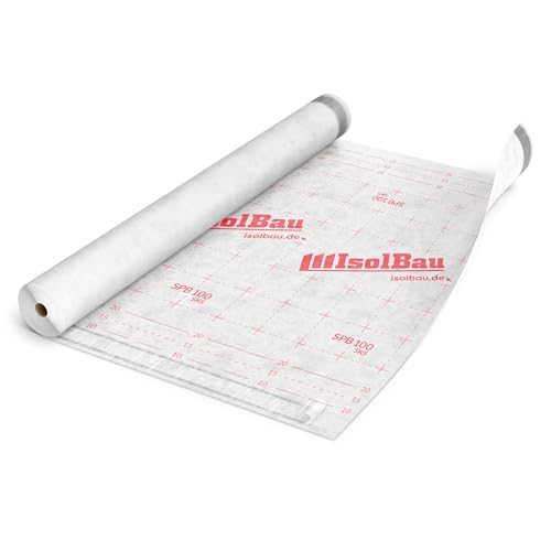 Isolbau Unterspannbahn Dach SPB 100 SKS, 37.5 m² Rolle (1,5 x 25 m) - Selbstklebende Dachfolie 100 g/m² & 2 Klebestreifen - Dampfdurchlässige Unterdeckbahn, wasserdicht und witterungsbeständig von Isolbau