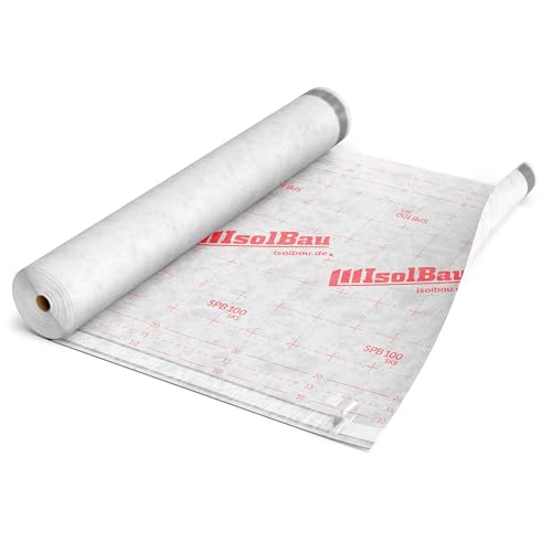 Isolbau Unterspannbahn Dach SPB 100 SKS, 75 m² Rolle (1,5 x 50 m) - Selbstklebende Dachfolie 100 g/m² & 2 Klebestreifen - Dampfdurchlässige Unterdeckbahn, wasserdicht und witterungsbeständig von Isolbau