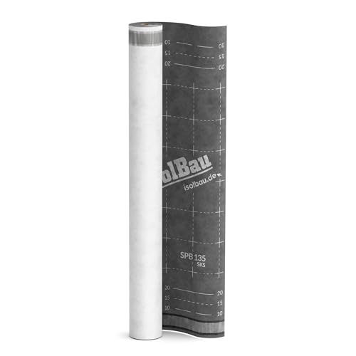 Isolbau Unterspannbahn Dach SPB 135 SKS, 37,5 m² Rolle (1,5 x 25 m) - Dampfdurchlässige Unterdeckbahn mit 2 Klebestreifen - Selbstklebende Dachfolie 135 g/m² - witterungbeständig und wasserdicht von Isolbau