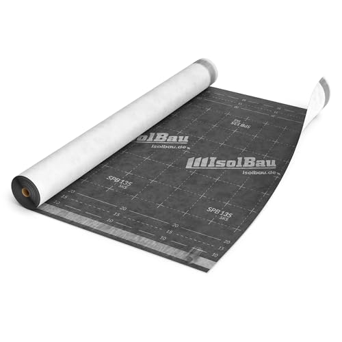 Isolbau Unterspannbahn SPB 135 SKS, 37.5 m² Rolle (1,5 x 25 m) - Selbstklebende Dachfolie 135 g/m² & 2 Klebestreifen - Dampfdurchlässige Unterdeckbahn, wasserdicht und witterungsbeständig von Isolbau