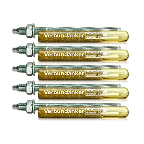Isolbau Verbundanker Set - Verbundankerpatrone styrolfrei V10 + Ankerstange verzinkt M10 x 130 - ETA/ETAG Zulassung - 5 Stück Isolbau Verbundanker Set - Verbundankerpatrone styrolfrei V10 + Ankerstange verzinkt M10 x 130 - ETA/ETAG Zulassung - 5 Stück von Isolbau
