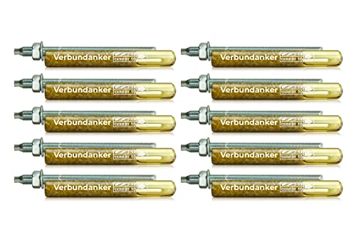 Isolbau Verbundanker Set - Verbundankerpatrone styrolfrei V10 + Ankerstange verzinkt M10 x 170 - ETA/ETAG Zulassung - 10 Stück von Isolbau