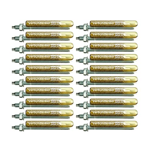 Isolbau Verbundanker Set - Verbundankerpatrone styrolfrei V12 + Ankerstange verzinkt M12 x 160 - ETA/ETAG Zulassung - 20 Stück von Isolbau