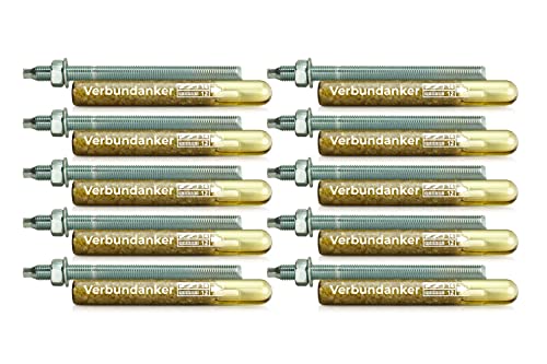 Isolbau Verbundanker Set - Verbundankerpatrone styrolfrei V12 + Ankerstange verzinkt M12 x 190 - ETA/ETAG Zulassung - 10 Stück Isolbau Verbundanker Set - Verbundankerpatrone styrolfrei V12 + Ankerstange verzinkt M12 x 190 - ETA/ETAG Zulassung - 10 Stück von Isolbau