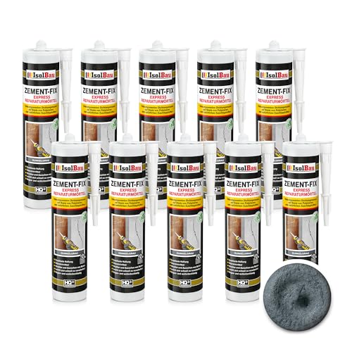 Isolbau Zement-Fix 10 x 300 ml Dunkelgrau Express Reperaturmörtel - Dichtungsmasse für Fugen & Risse im Innen- & Außenbereich, Kartusche Isolbau Zement-Fix 10 x 300 ml Dunkelgrau Express Reperaturmörtel - Dichtungsmasse für Fugen & Risse im Innen- & Außenbereich, Kartusche von Isolbau