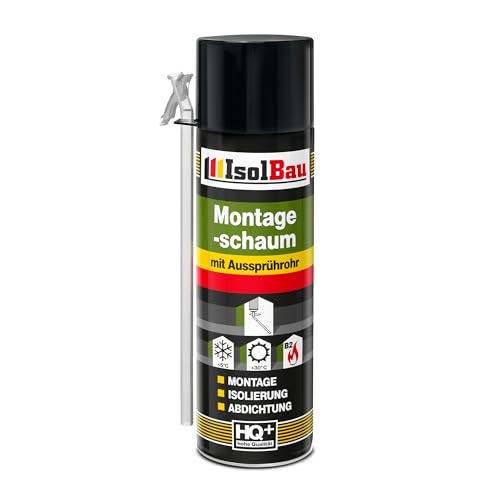 Isolbau B2 Montageschaum mit Aussprührohr - 1 x 500 ml PU-Bauschaum für Montage, Isolierung, Abdichtung, Innen & außen von Isolbau