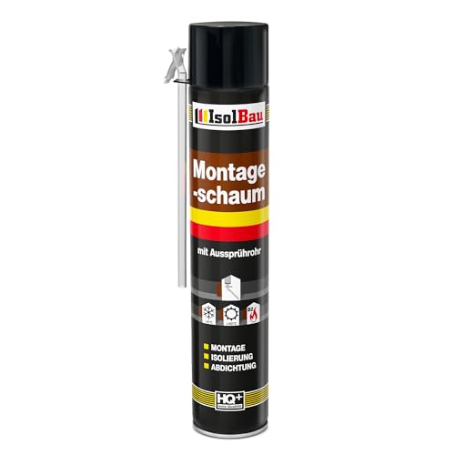Isolbau Bauschaum B2 Montageschaum mit Aussprührohr - PU-Pistolenschaum Adapterschaum für Montage, Isolierung, Abdichtung, Innen & Außen - 1 x 750 ml von Isolbau