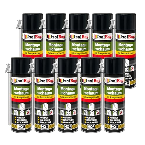 Isolbau B2 Montageschaum mit Aussprührohr - 10 x 500 ml PU-Bauschaum für Montage, Isolierung, Abdichtung, Innen & außen Isolbau B2 Montageschaum mit Aussprührohr - 10 x 500 ml PU-Bauschaum für Montage, Isolierung, Abdichtung, Innen & außen von Isolbau