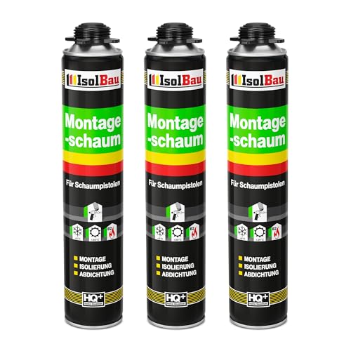 Isolbau - Bauschaum Montageschaum 3 x 750 ml PU-Schaum 1K Pistolenschaum Zargenschaum - Isolierung Abdichtung für Innen und Außen von Isolbau