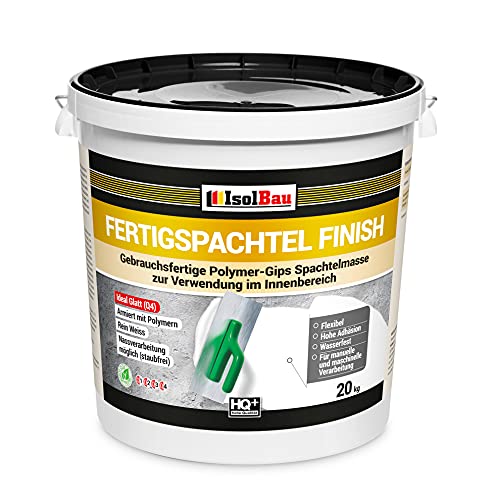 Isolbau Fertigspachtel Finish Q1-Q4 - Gebrauchsfertige Polymer-Gips Fertig-Spachtelmasse für innen - 20 kg Eimer, Weiß von Isolbau