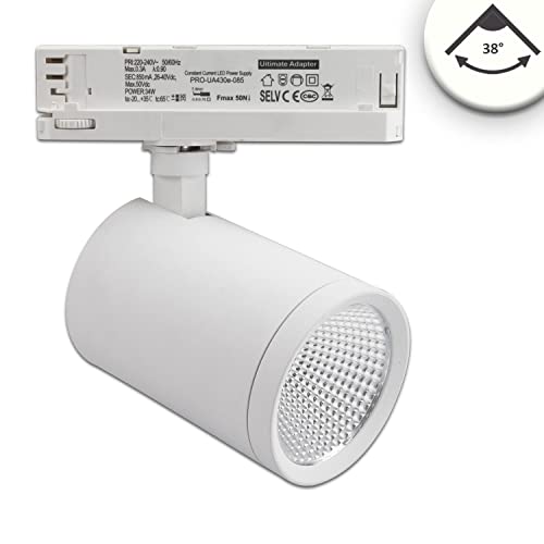 Isoled 115130 3-PH Schienen-Strahler, 35W, 38°, weiss matt, 4000K, CRI90 von Isoled