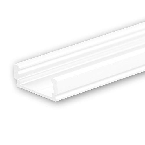 LED Aufbauprofil SURF12 FLAT Aluminium pulverbeschichtet weiß RAL 9010, 200cm von Isoled